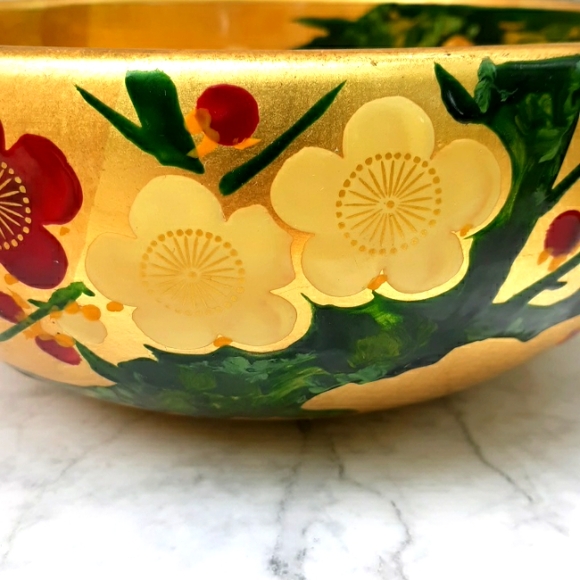 VTG HAND PAINTED JAPANESE LACQUERWARE BOWL - Picture 2 of 11